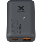 Snelle reisoplader met USB-C- en USB-A-poorten 65W Xtorm kleur zwart weergave bedrukking logo 2