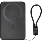 Personaliseerbare powerbank met magnetische bevestiging en koord 5.000 mAh kleur zwart tweede weergave achterkant