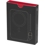 Personaliseerbare powerbank met magnetische bevestiging en koord 5.000 mAh kleur zwart tweede weergave met doos
