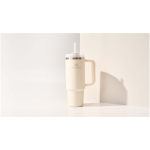 Stanley thermobeker 890 ml met draaideksel en herbruikbaar rietje kleur beige luxe weergave 2