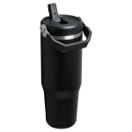 Stanley thermobeker 890ml met lekvrije inklapbare rietje kleur zwart tweede weergave achterkant