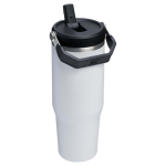 Stanley thermobeker 890ml met lekvrije inklapbare rietje kleur wit tweede weergave achterkant