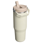 Stanley thermobeker 890ml met lekvrije inklapbare rietje kleur beige tweede weergave achterkant