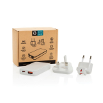 Ultradunne platte oplader met reisstekkers en USB-C 65W kleur wit weergave met doos