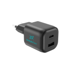 Compacte, milieuvriendelijke USB-lader met EU-stekker 100W kleur zwart weergave met logo