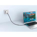 2-in-1 snellaadkabel gevlochten anti-knoop 60W 120 cm kleur zwart sfeer weergave