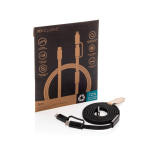 2-in-1 snellaadkabel gevlochten anti-knoop 60W 120 cm kleur zwart weergave met doos