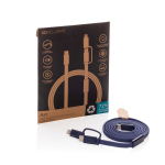 2-in-1 snellaadkabel gevlochten anti-knoop 60W 120 cm kleur blauw weergave met doos