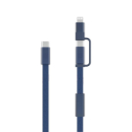 2-in-1 snellaadkabel gevlochten anti-knoop 60W 120 cm kleur blauw