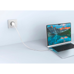 2-in-1 snellaadkabel gevlochten anti-knoop 60W 120 cm kleur grijs sfeer weergave
