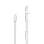 2-in-1 snellaadkabel gevlochten anti-knoop 60W 120 cm kleur grijs