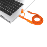2-in-1 snellaadkabel gevlochten anti-knoop 60W 120 cm kleur oranje derde weergave