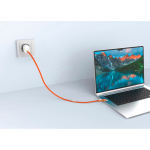 2-in-1 snellaadkabel gevlochten anti-knoop 60W 120 cm kleur oranje sfeer weergave