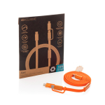 2-in-1 snellaadkabel gevlochten anti-knoop 60W 120 cm kleur oranje weergave met doos