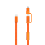 2-in-1 snellaadkabel gevlochten anti-knoop 60W 120 cm kleur oranje