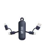4-in-1 sleutelhangkabel van gerecycled kunststof met 100W snelladen kleur blauw met afdrukgebied
