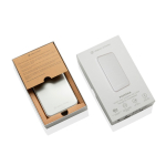 Magnetische QI2.2-powerbank van gerecycled aluminium, ultradun, 5000 mAh kleur zilver weergave met doos