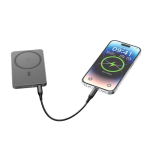 Ecologische magnetische powerbank met draadloos laden 15W 5000 mAh kleur zwart vijfde weergave