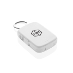 Eco powerbank sleutelhanger met geïntegreerde kabels 2000 mAh kleur wit weergave met logo