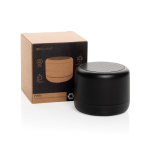 Compacte draadloze speaker met Bluetooth 5.3 en 3W geluid kleur zwart weergave met doos