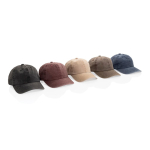 6-panel cap met washed look van gerecycled katoen 270 g/m² kleur beige algemene weergave