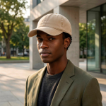 6-panel cap met washed look van gerecycled katoen 270 g/m² kleur beige sfeer weergave