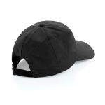 Lichte en ademende 5 panel cap van gerecycled nylon kleur zwart vierde weergave