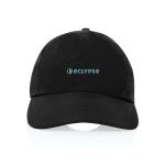 Lichte en ademende 5 panel cap van gerecycled nylon kleur zwart weergave met logo
