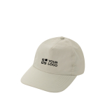 Lichte en ademende 5 panel cap van gerecycled nylon kleur beige met afdrukgebied