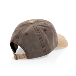Bicolour katoenen 6-panel cap met verstelbare sluiting 270 g/m² kleur bruin tweede weergave