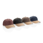 Bicolour katoenen 6-panel cap met verstelbare sluiting 270 g/m² kleur bruin algemene weergave