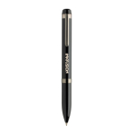 Metalen pen met soepele draaimechaniek Swiss Peak blauwe inkt 1200 m kleur zwart weergave met logo