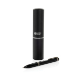 Metalen pen met soepele draaimechaniek Swiss Peak blauwe inkt 1200 m kleur zwart weergave met doos