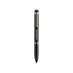 Metalen pen met soepele draaimechaniek Swiss Peak blauwe inkt 1200 m kleur zwart met afdrukgebied