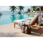 Strandtas van gerecycled canvas met gewassen afwerking 400 g/m² kleur bruin sfeer weergave