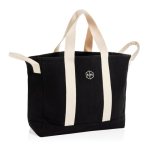 Strandtas van gerecycled canvas met gewassen afwerking 400 g/m² kleur zwart weergave met logo
