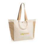Shopper-weekendertas van gerecycled canvas, 18 L, 400 g/m² kleur gebroken wit weergave met logo