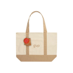 Tote bag van gerecycled katoen met boodschap 20 L 350 g/m² kleur gebroken wit weergave met logo