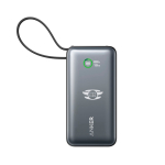 Personaliseerbare powerbank met snelladen 10000 mAh Anker kleur zwart weergave met logo