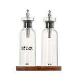 Set olijfolie- en azijndispensers 4 in 1 300 ml AdHoc kleur doorzichtig met afdrukgebied