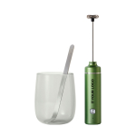 Matcha set in doos met glas en opschuimer 250 ml AdHoc Chado kleur groen met afdrukgebied