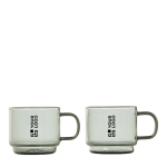 Stapelbare espresso kopjes van geblazen borosilicaatglas 70 ml AdHoc Impact kleur doorzichtig met afdrukgebied