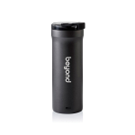 Lekvrije thermobeker met dubbele wand 500ml AdHoc Pulse kleur grijs weergave met logo