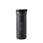 Lekvrije thermobeker met dubbele wand 500ml AdHoc Pulse kleur grijs met afdrukgebied