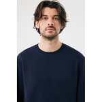 Unisex sweater met ronde hals en fleece modern fit 340 g/m² Iqoniq Torla kleur marineblauw vierde weergave met model