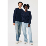 Unisex sweater met ronde hals en fleece modern fit 340 g/m² Iqoniq Torla kleur marineblauw