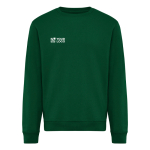Unisex sweater met ronde hals en fleece modern fit 340 g/m² Iqoniq Torla kleur donkergroen met afdrukgebied
