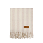 Gestreepte deken van wol en gerecycled polyester 130 x 170 cm kleur beige met afdrukgebied