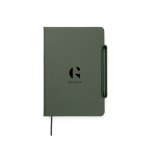 Navulbaar A5-notitieboek met telefoonstandaard, gelinieerde vellen kleur groen weergave met logo