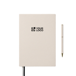 Notitieboek en pen set met geschenkdoos A5 gelinieerde pagina’s kleur wit met afdrukgebied